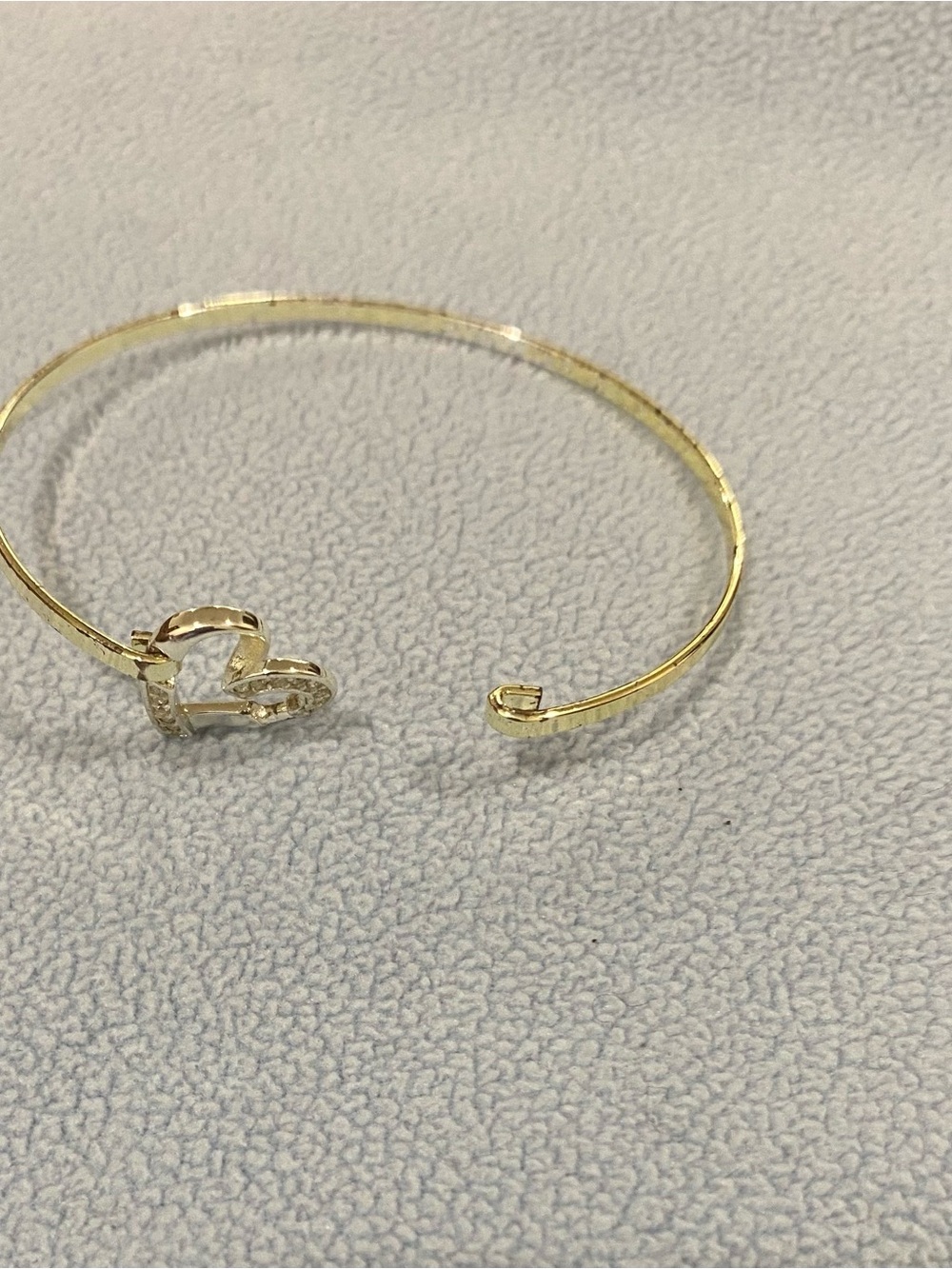 Gold Heart Crystal Accent Bangle Bracelet - Picture 4 of 4